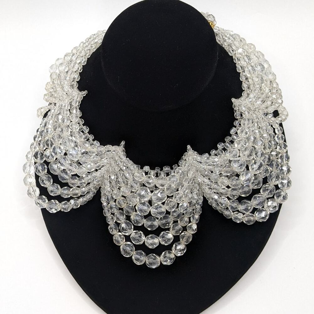 Vintage Coppola e Toppo Italy Necklace Crystal Bead Multi-Strand Choker Necklace